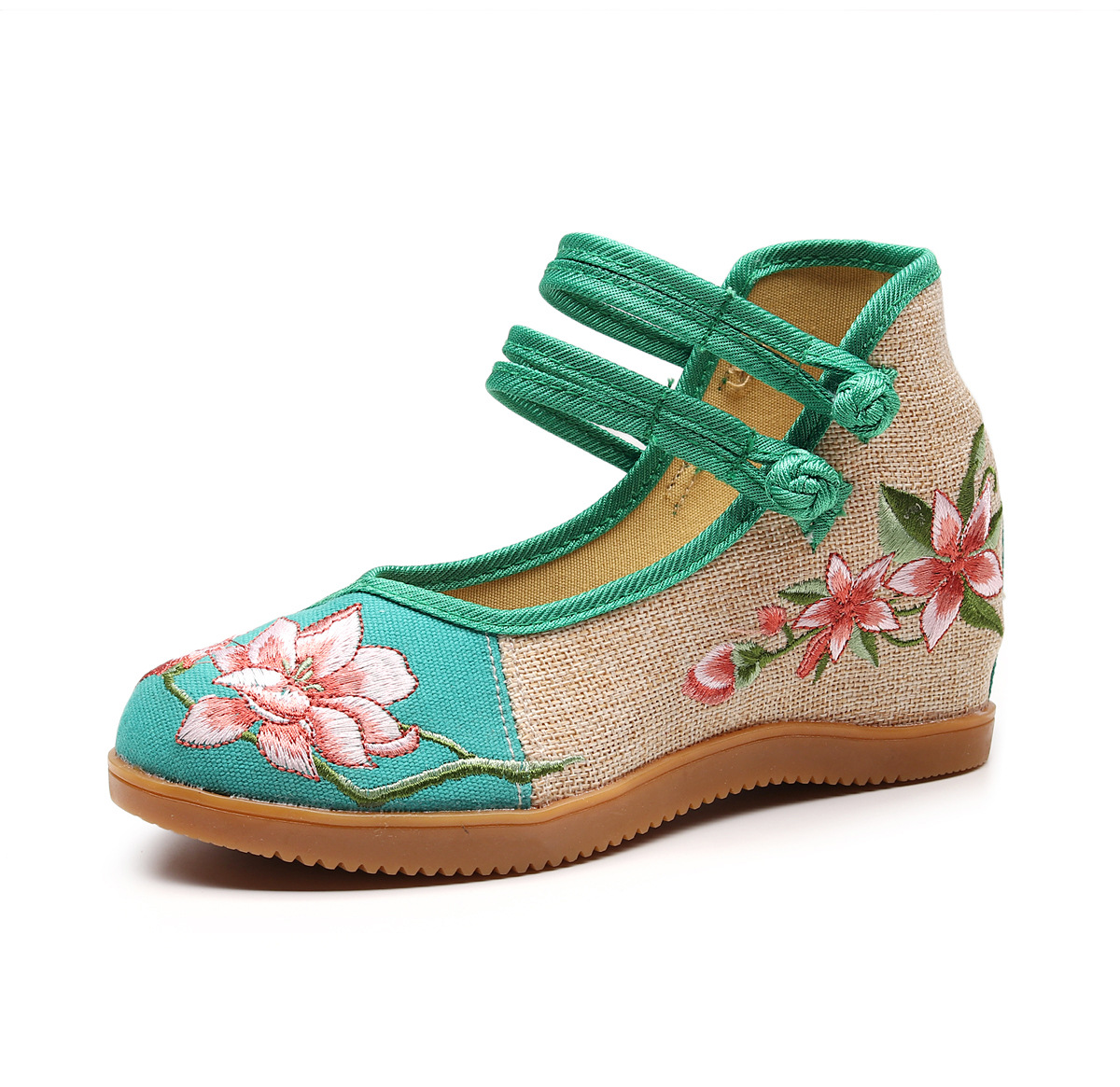 2019 Hanfu shoes embroidered shoes women's cloth shoes women's retro Chinese antique cheongsam shoes tea artist high heel