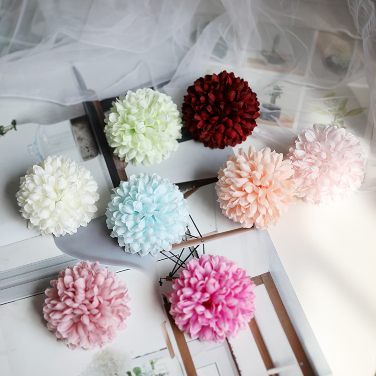タンポポの花の頭の菊の卓球の菊の小さい清新な結婚のお祝いの花の撮影の道具のdiyの花芸をシミュレーションします。|undefined