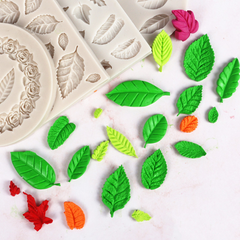 Flip Sugar Mold Rose Flower Texture Realistic Leaf Cake Flip Sugar Mold Garland Silicone Cake Mold Chocolate Mold