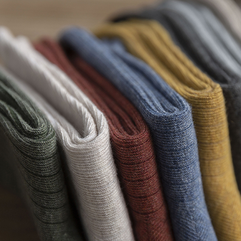 Socks for Men and Women Lovers Socks Mid-tube Socks Autumn and Winter Thickened Cotton Socks Long Tube Cotton Deodorant Japanese Style Vertical Strip Men's Socks