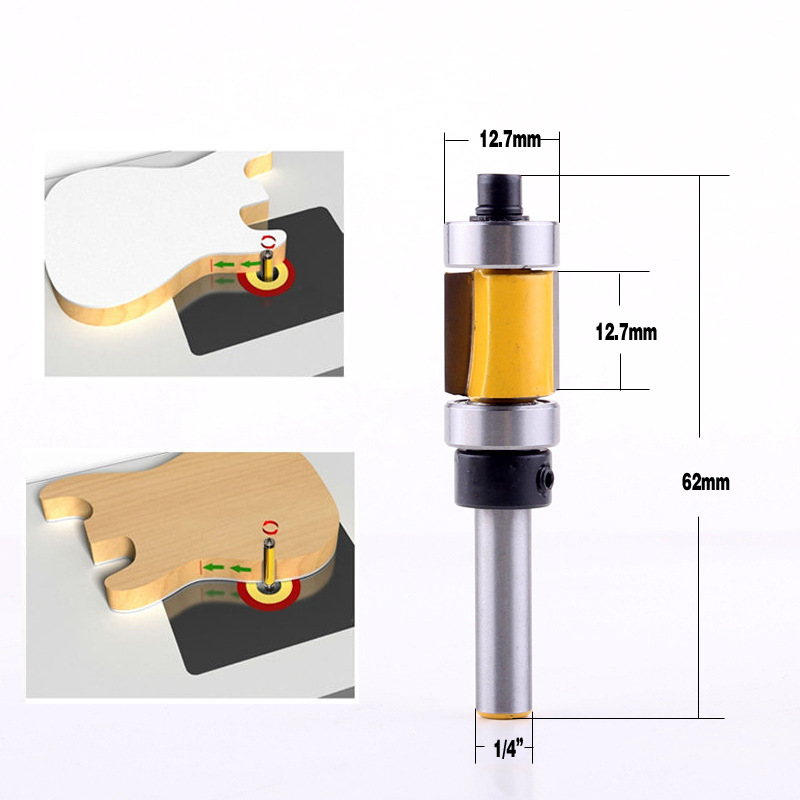 1/4 handle high-grade imitation trimming cutter woodworking milling cutter imitation slotting cutter double bearing trimming cutter