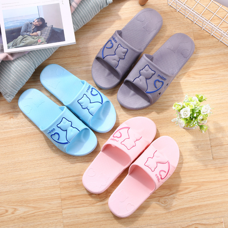 Summer Slippers Women's Household Indoor Couple Cute Men's Bath Non-slip Thick Bottom Bathroom Slippers in Stock