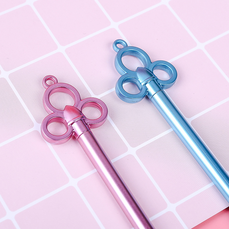 Factory direct creative stationery retro key shape gel pen metal texture student supplies sign pen pen