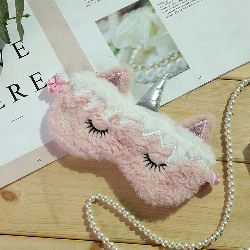 1212 new European and American dream colorful plush unicorn eye mask gradient cartoon sleep eye mask wholesale manufacturers