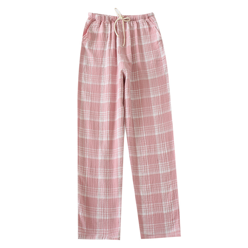2023 spring and autumn Plaid crepe loose pants men's pajama pants 6 colors simple loose couple home pants