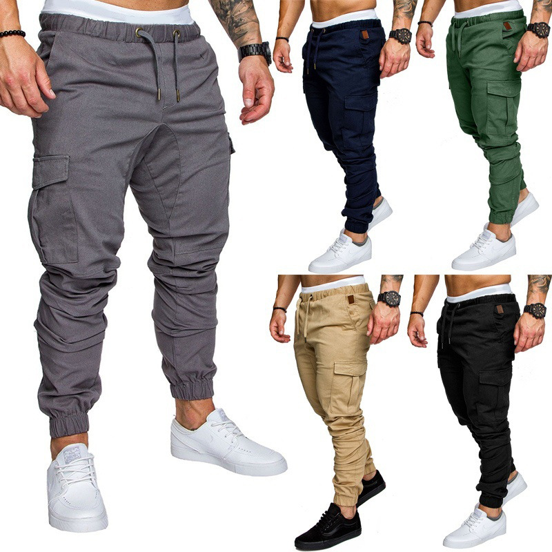2019 Foreign Trade wish Amazon Men's Casual Workwear Multi-Pocket Pants Sports Youth Men's Ankle Pants