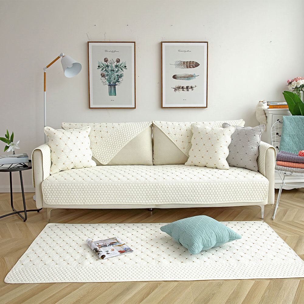 Four Seasons Universal Cotton Sofa Cushion Fabric Modern Simple Double-Sided Cotton Embroidered Sofa Cushion Winter Sofa Set Towel