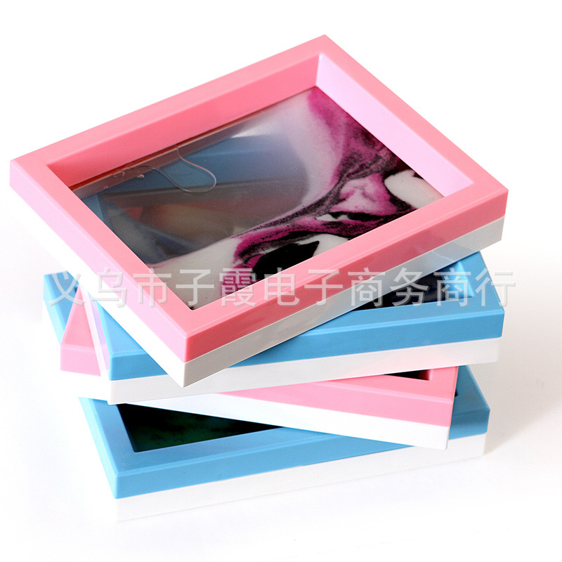 Creative home accessories craft gifts manufacturers 6 inch quicksand painting vertical plastic frame 3D moving art quicksand painting