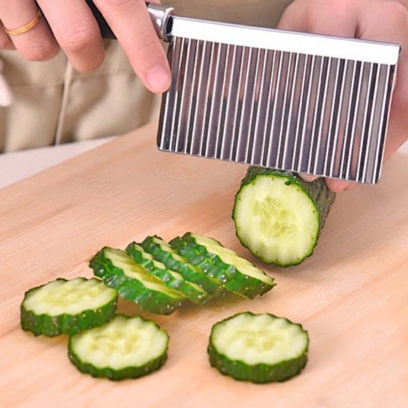 Cross-border special black handle potato knife corrugated knife strip cutter French fries knife multi-function vegetable cutting stainless steel potato knife