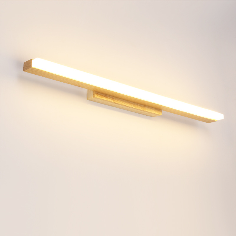 Cross-border Nordic Solid Wood led Mirror Front Light Bathroom Mirror Cabinet Light Bathroom Dressing Table Simple Makeup Log Wall Lamp