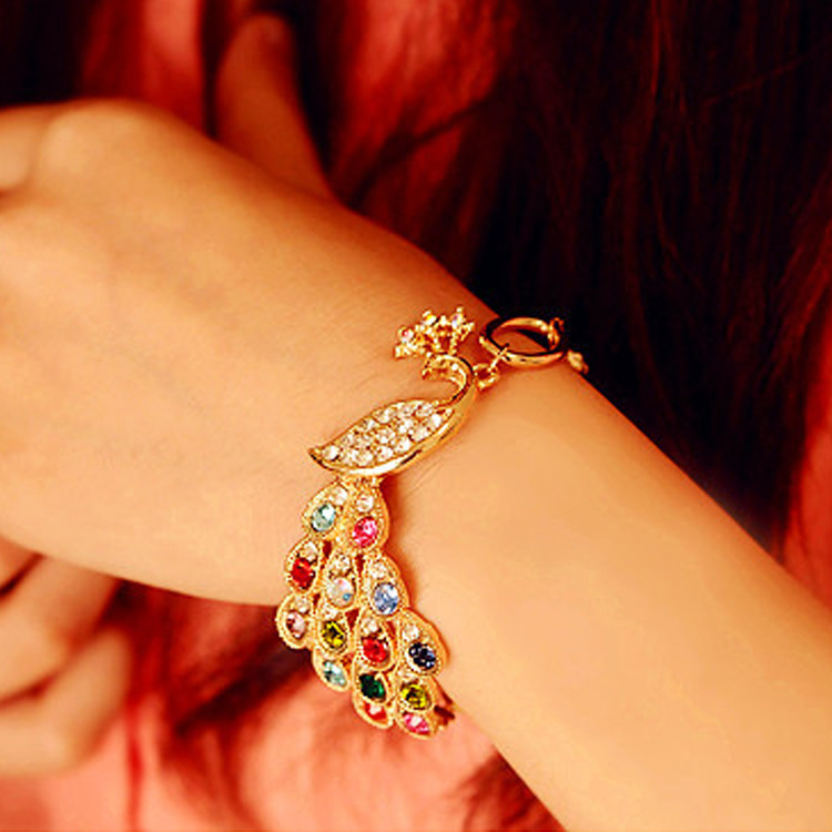 Korea new jewelry fashion colorful peacock bracelet shiny rhinestone Phoenix bracelet wholesale