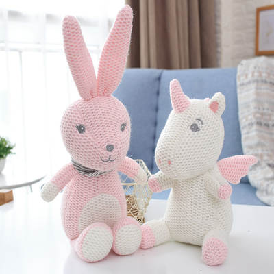 Strict selection of knitted wool small dinosaur unicorn baby elephant doll cartoon animal doll plush toys wholesale custom