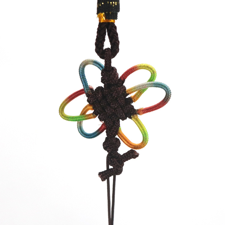 Ethnic style colorful rope jewelry wind chimes Chinese knot Bell wind chimes door decoration car hanging pendant ins