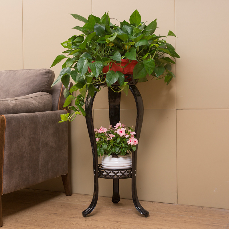 European-style iron balcony indoor living room hanging orchid green rose flower pot rack flower shelf iron multi-layer storage rack