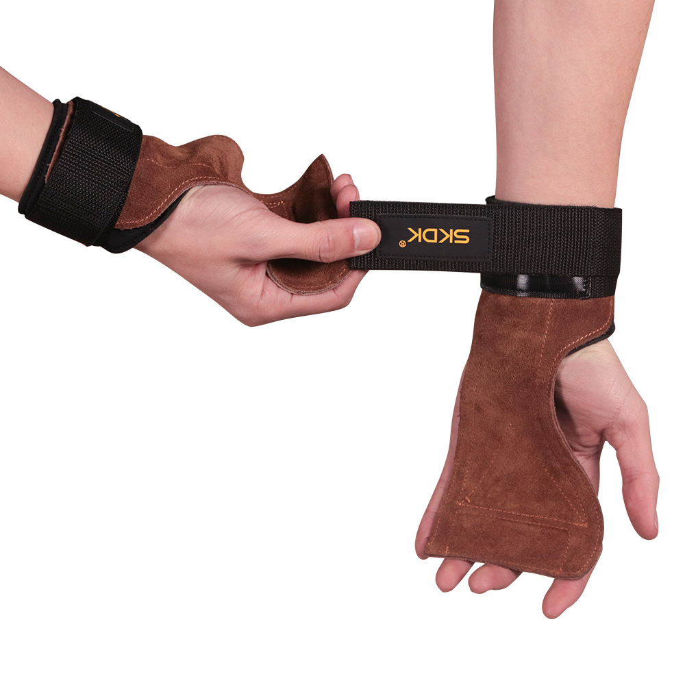 Cowhide Palm Guard Fitness Palm Guard Equipment Non-slip Wear-resistant Wrist Guard Hard Pull Grip Belt Booster Belt Cross-Border