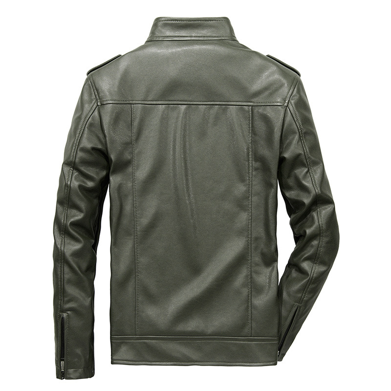 Cross-Border men's leather jacket stand collar trendy spring and autumn new leather jacket handsome motorcycle clothing youth large size coat