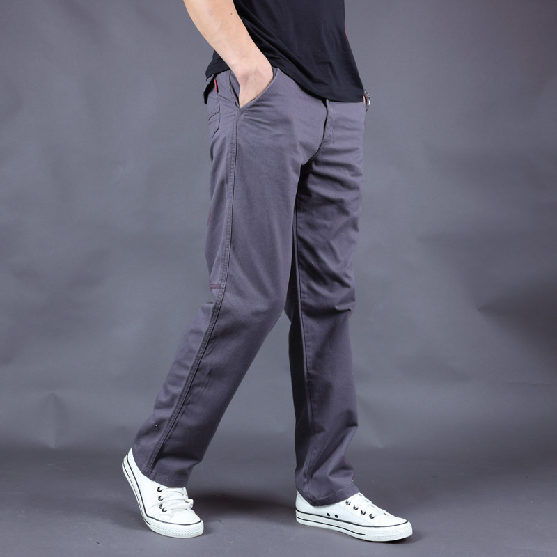 Men's Pants Autumn Medium Thick Overalls Men's Loose Straight Pants Men's Outdoor Spring and Autumn Large Size Pure Cotton Casual Pants