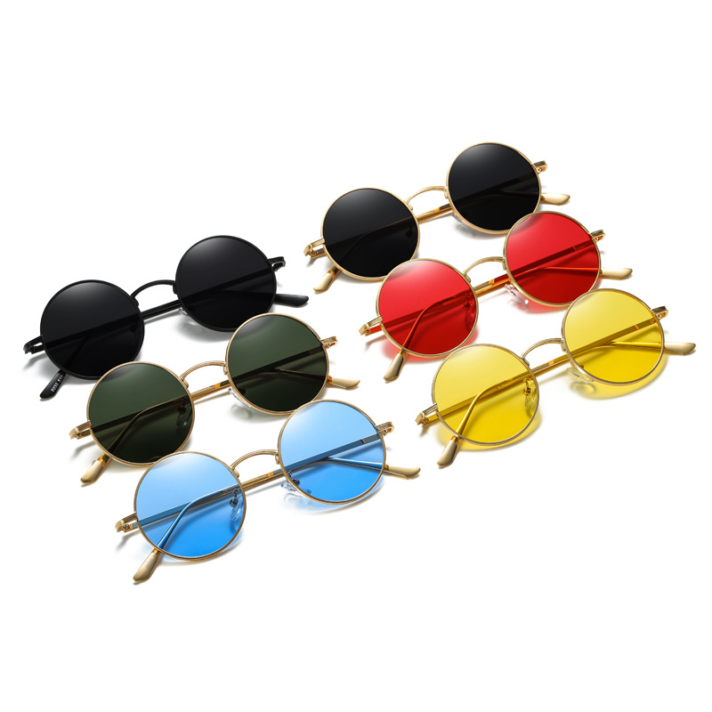 Round Retro Metal Small Frame Sunglasses Star Personalized Hip Hop Sunglasses for Men and Women Street Photography Prince Mirror S9060