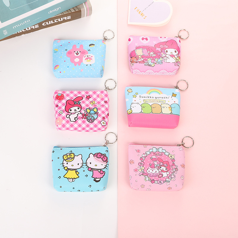 New Korean style cartoon cute animal coin purse children's women's PU leather coin bag coin key storage bag