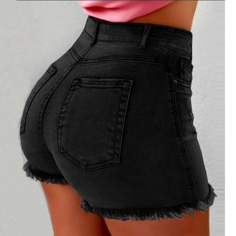 Spot direct purchase wish Amazon eBay washed women's denim shorts tassel hole high waist shorts women