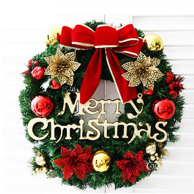 Christmas decorations 30cm Christmas wreath simulation wreath door hanging window props background Christmas tree accessories