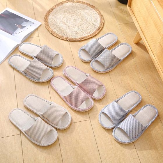 Factory Goods Couple Cotton Slippers Women's Summer Linen Home Indoor Wood Floor Soft Bottom Anti-Slip Shoes Spring and Autumn