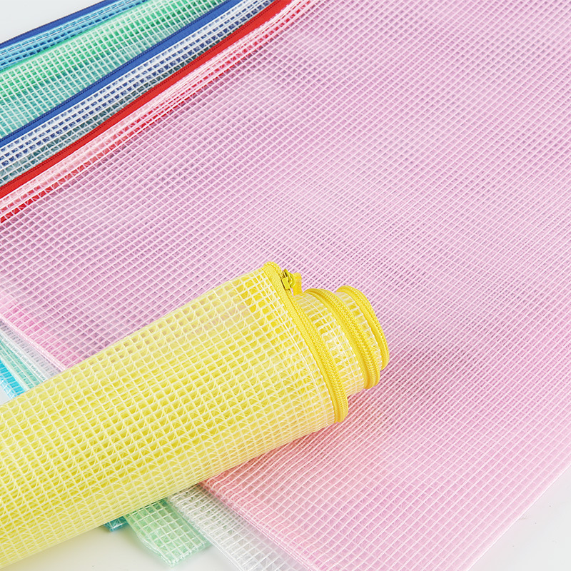 File bag custom logo printing graphic DIY advertising transparent plastic grid A4A5 waterproof data zipper bag