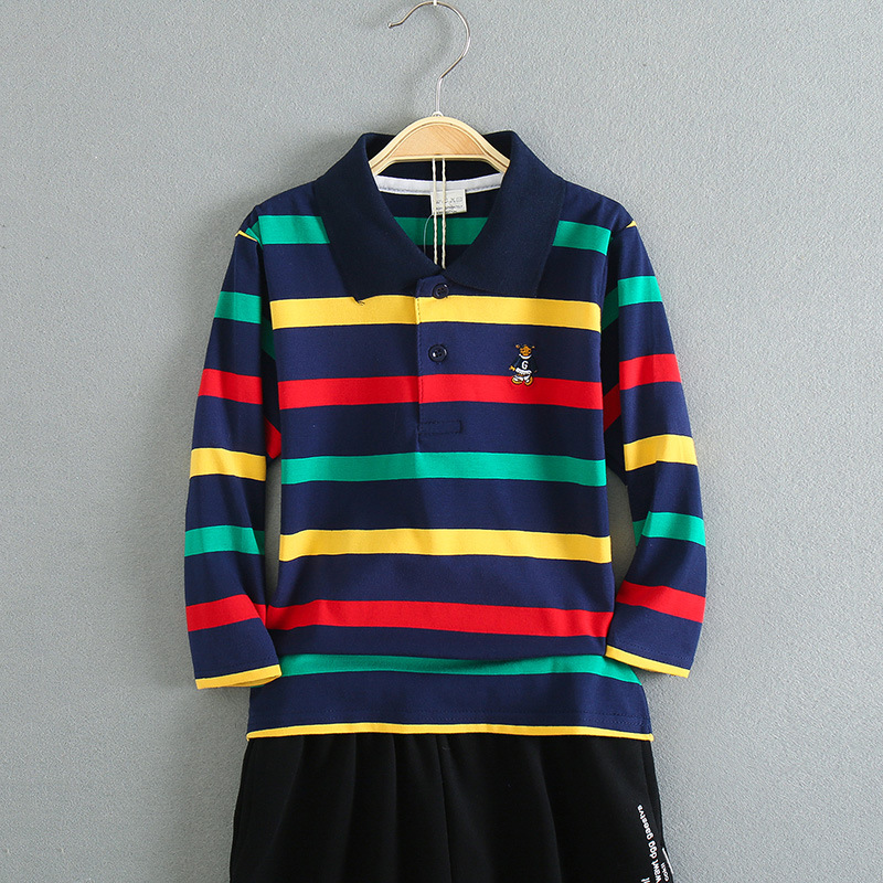 Bala bala boys long sleeve T-shirt polo shirt spring and autumn Korean lapel long sleeve lapel polo shirt 100-170 yards