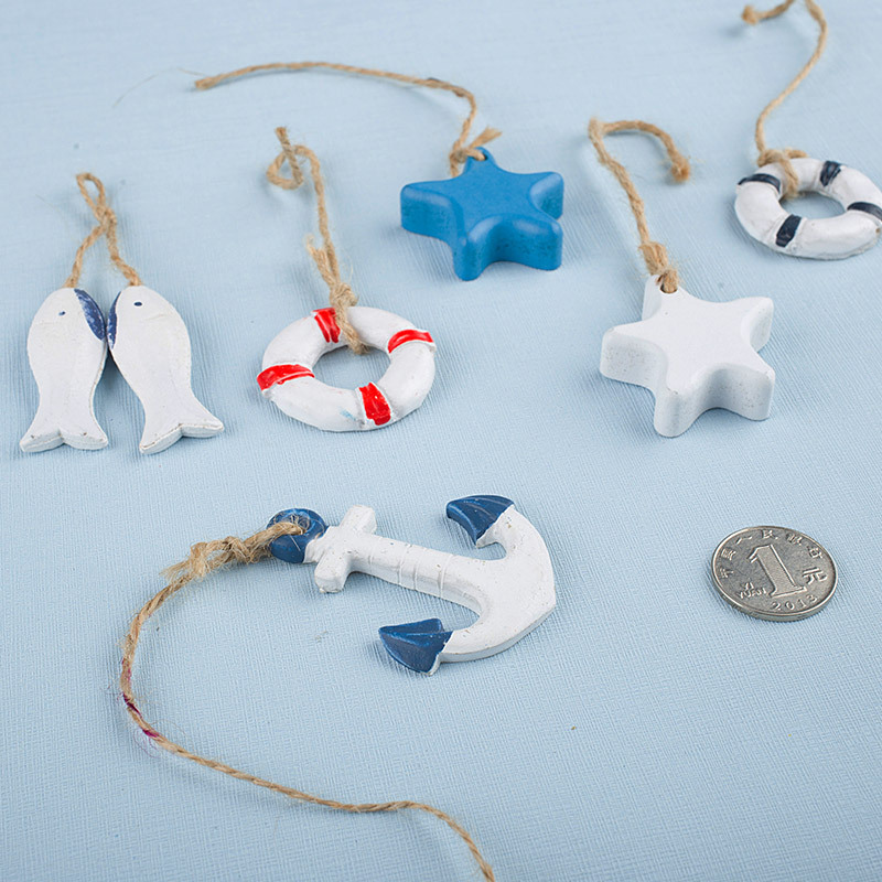 Mediterranean Style Decorations Creative Home Mini Fishing Net Accessories Starfish Fish Anchor Life Buoy Small Pendant
