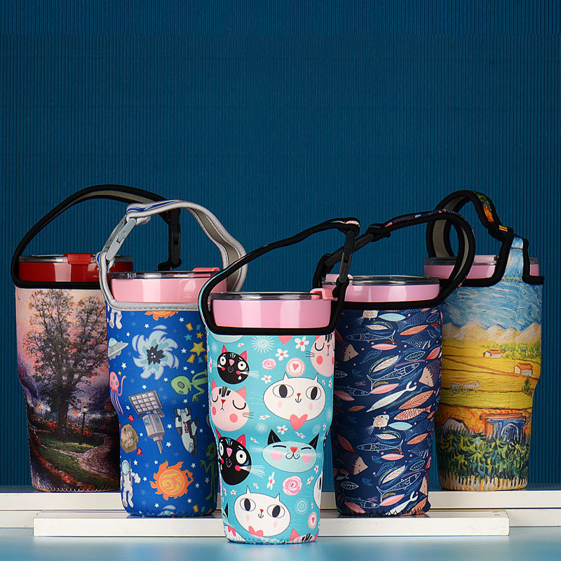 Bingba Cup Mr. Bubble Cup Set 30oz Cartoon Kumamoto Bear Bag Spot Portable Back Chubby Cup Protective Set