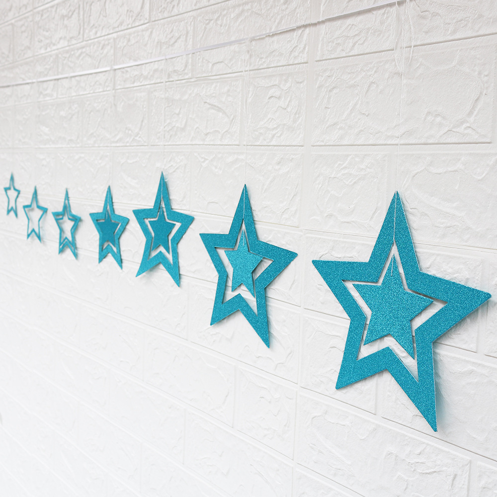 Hollow Stars 7 sets of hanging ornaments birthday party Christmas decoration Christmas ornaments five-pointed star ceiling hanging ornaments