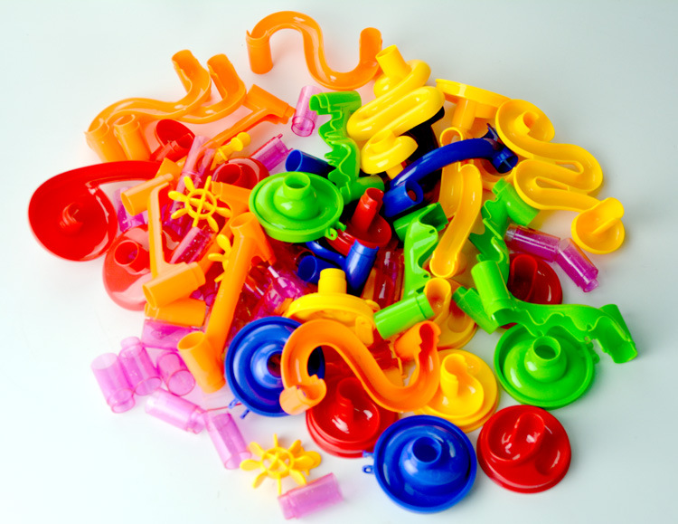 Cross-border rail ball Building Blocks 3D three-dimensional maze pipe diy assembled toy building blocks 105PCs wholesale