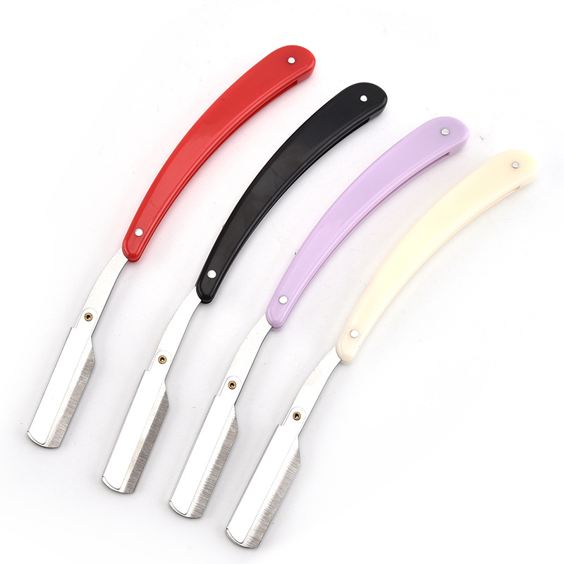 Stainless steel old-fashioned Shaver manual razor hair scraper plastic folding manual barber knife hair scraper