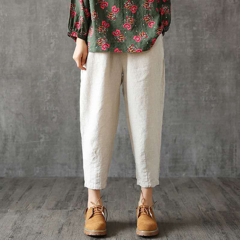 Cross-border large size women's pants spring and summer pants loose Harlan casual pants imitation cotton and radish pants a generation of hair