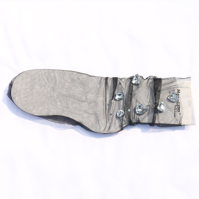 19 Summer New Fashion Breathable Fresh Style Glass Beads Mesh Stacking Socks Women's Hand Pair Socks Short Socks