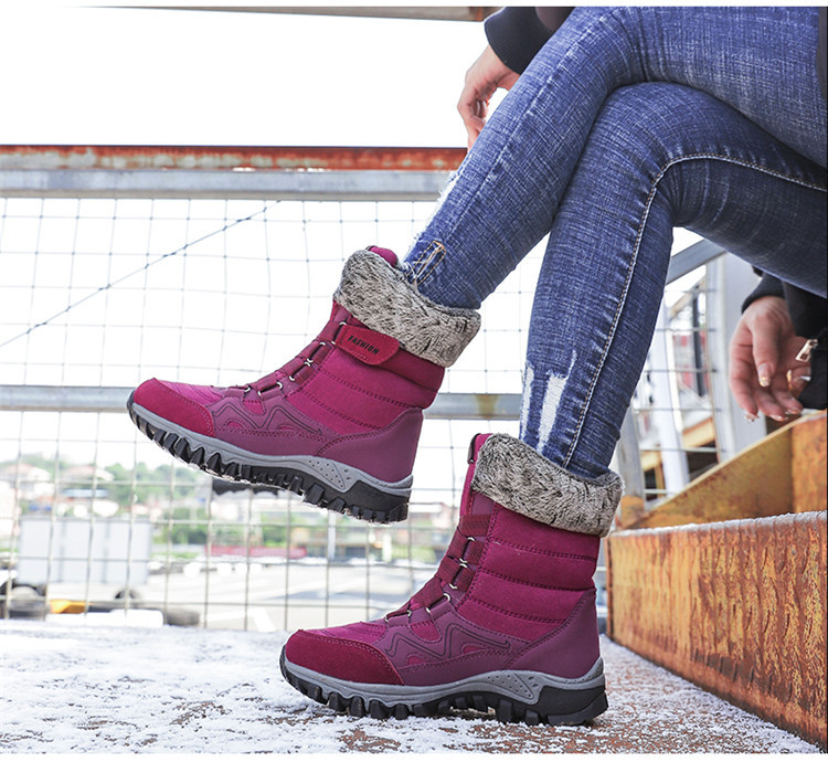Scarpe di cotone, stivali da neve invernali da donna con suola spessa in pile e scarpe alte in pelle_voghion.com