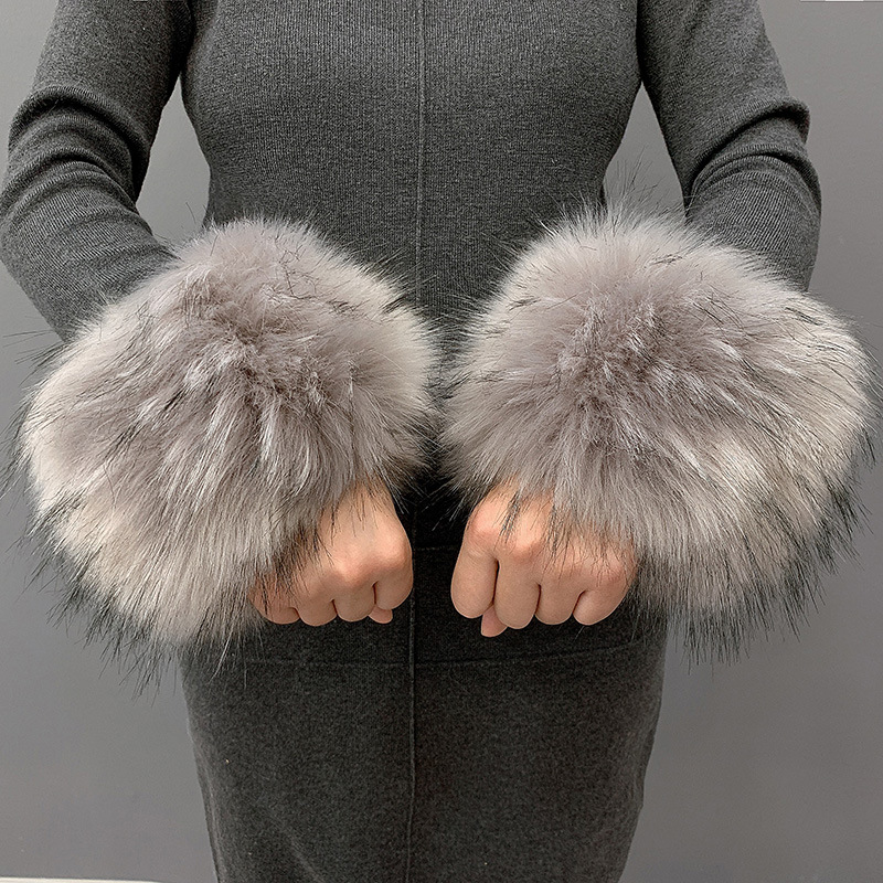 Raccoon Fur fox fur faux fur fur bracelet fur wristband women's oversleeve faux rabbit fur bracelet cuff wristband