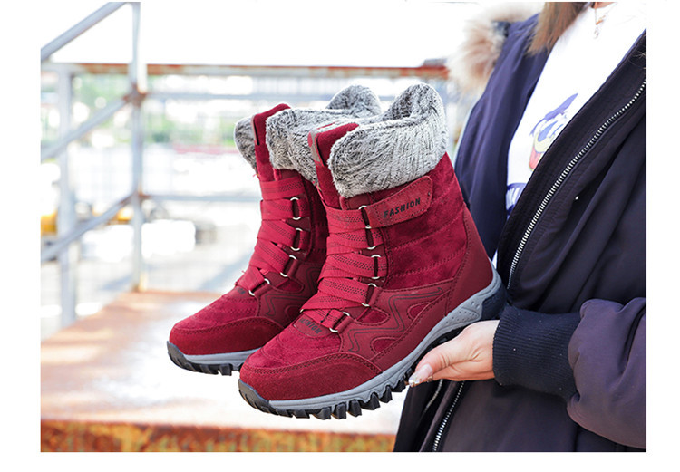 Scarpe di cotone, stivali da neve invernali da donna con suola spessa in pile e scarpe alte in pelle_voghion.com