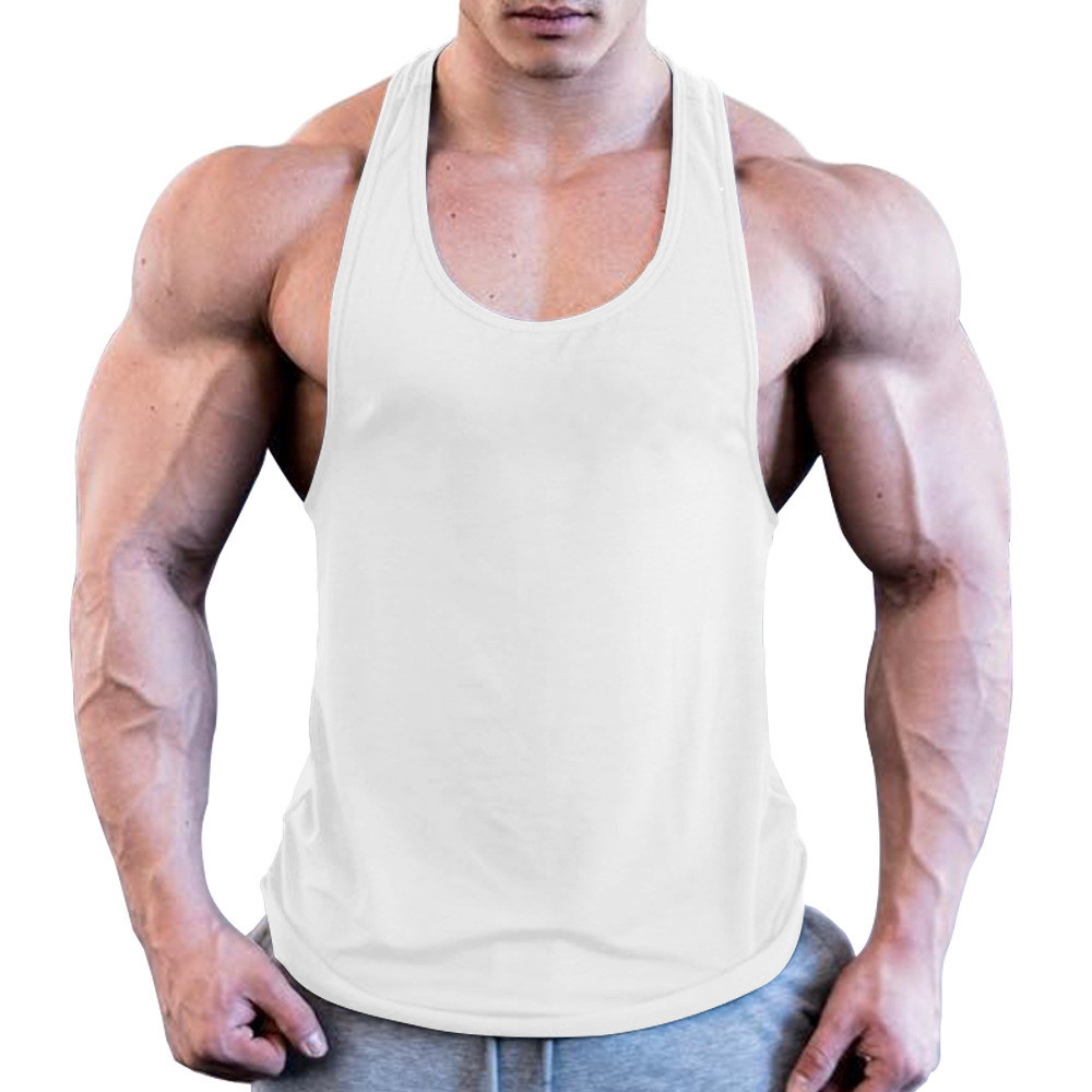 Cross-Border Men's Fitness sports vest smooth elastic muscle wide shoulder strap plain vest low price running volume hot sale
