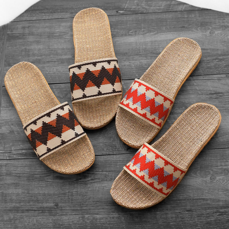 Lightweight Yuerkang New Home Sandals and Slippers Home Indoor Non-slip Linen Slippers Men's and Women's Non-slip Slippers