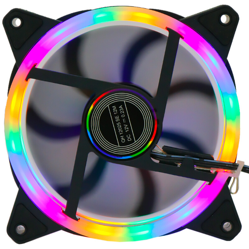 12025 aurora computer case fan 12cm luminous LED lights silent cool RGB cooling fan wholesale