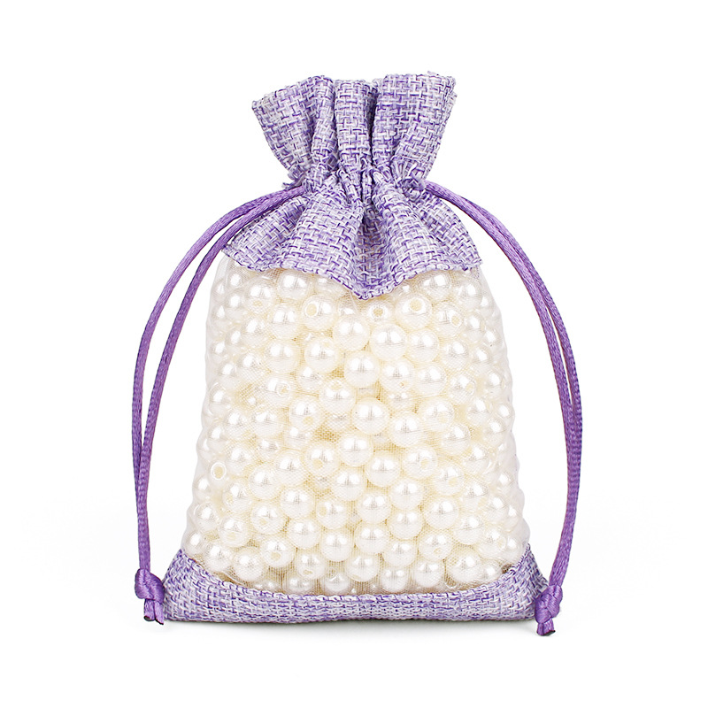 Spot multi-color linen bag window stitching mesh linen bunched pocket linen open skylight bunched pocket manufacturers wholesale