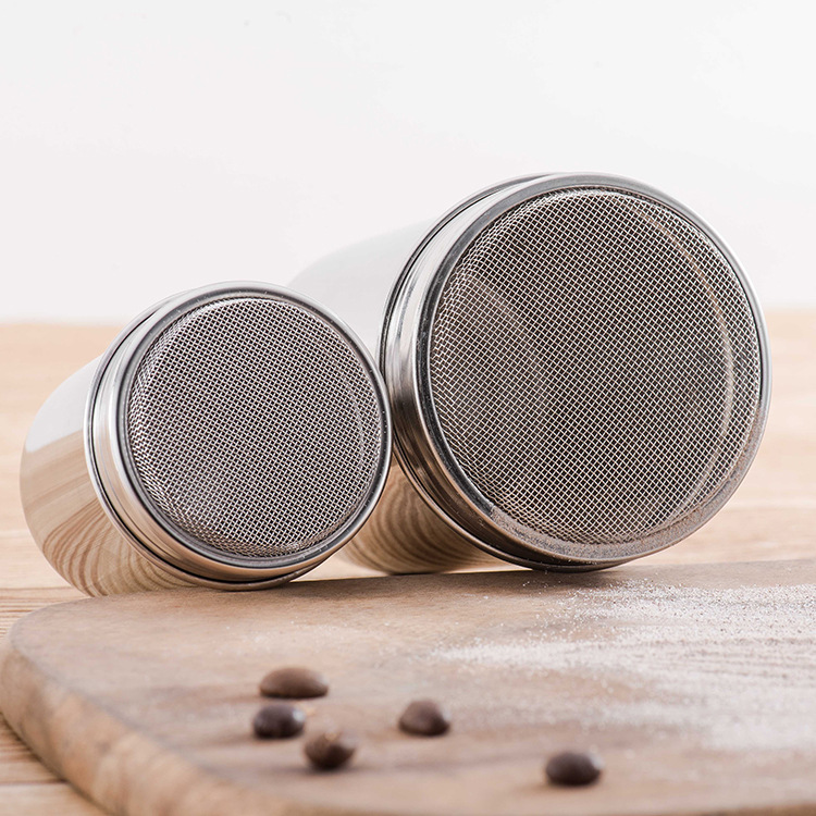 304 Stainless Steel Powder Tank with Lid Baking Supplies Korean-style Powder Cylinder Mesh Seasoning Sprinkler Seasoning Cocoa Powder