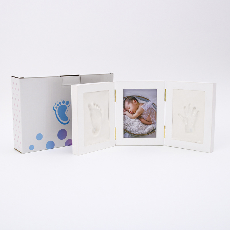 Hand and foot print photo frame newborn baby baby hand and foot print solid wood 30% discount one-year-old Souvenir Wholesale