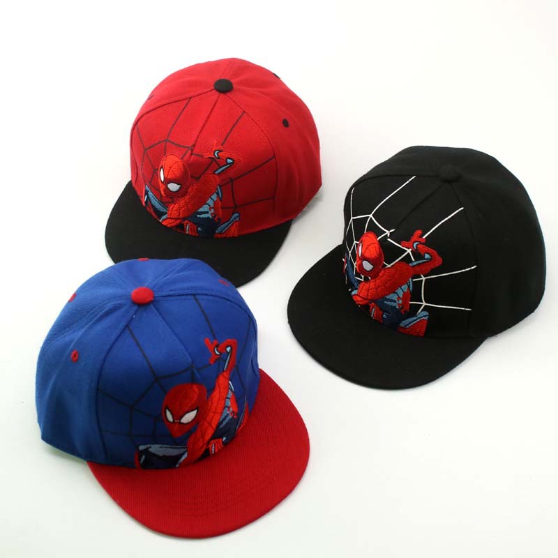 2020 European and American new children's baseball cap cartoon Spider-Man boys and girls flat hip hop hat autumn hat wholesale