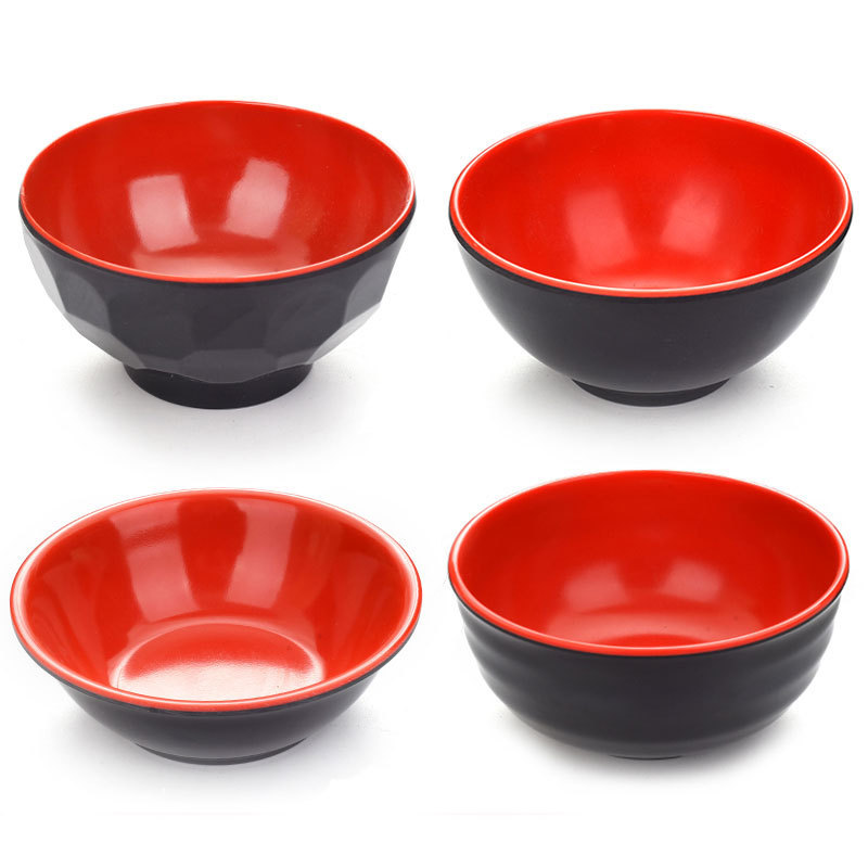 黒赤メラミン麺館専用碗は磁器の食器のラーメンの碗の麻辣热碗の酸っぱい粉の碗のホテルのご飯の小さい碗に似せます。|undefined