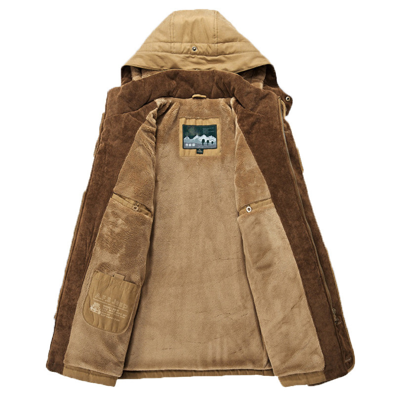 2021 European size Amazon winter New Business casual multi-pocket hooded men's thick men's cotton-padded 13029