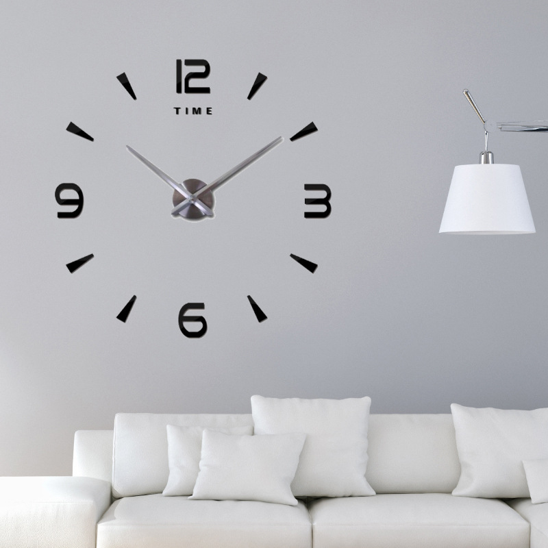 Round clock mirror acrylic home decoration DIY simple design frameless giant wall clock modern 3d sticker clock