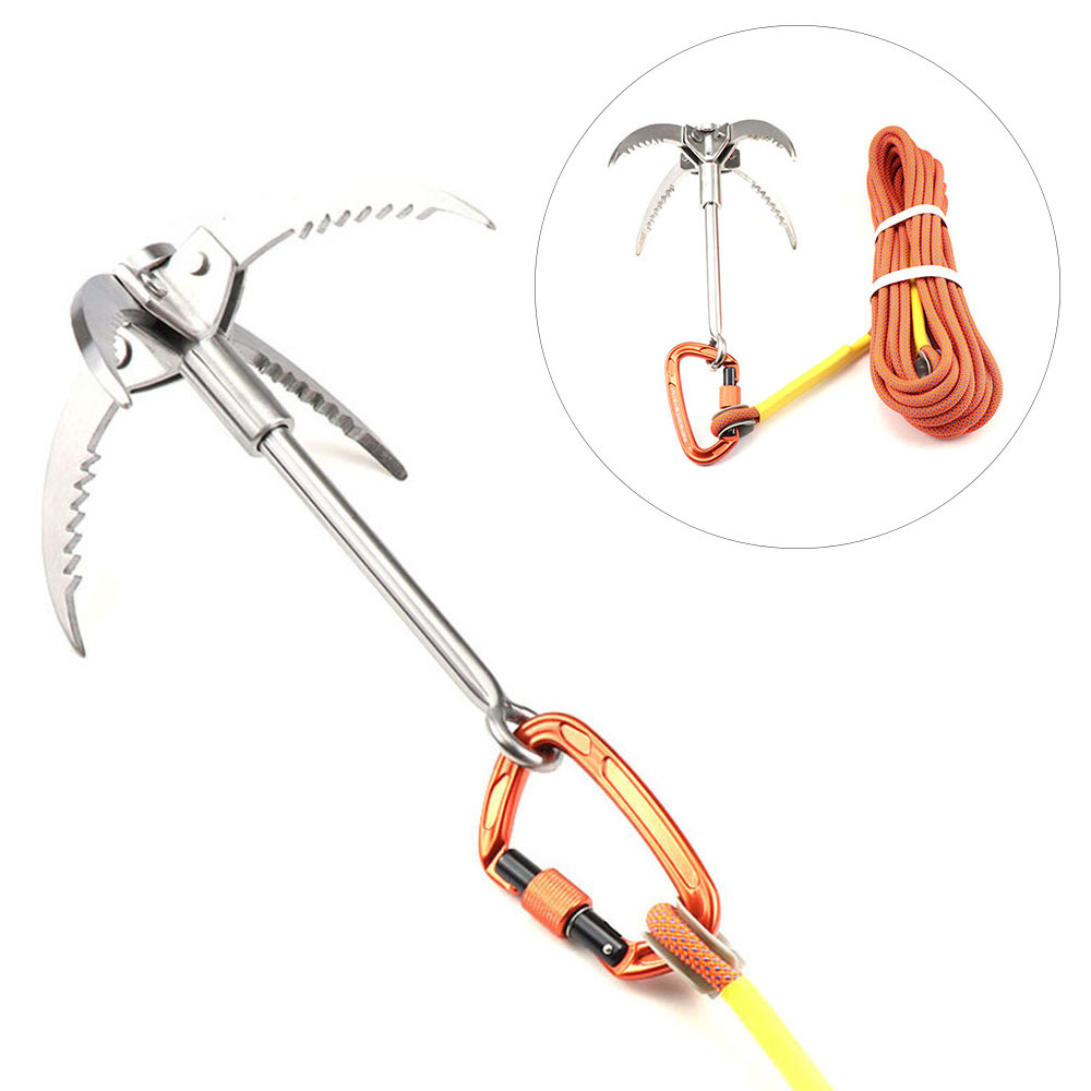 Outdoor Survival Stainless Steel Flying Tiger Claw Outdoor Rock Climbing Climbing Hook Large Climbing Claw 3 Teeth 4 Teeth Fishing Anchor Hook