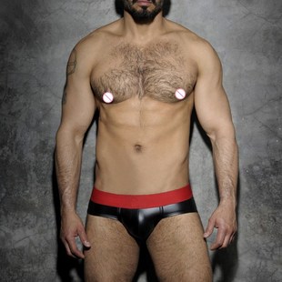 2019 sexy underwear men's underwear elastic imitation leather patent leather sexy sexy briefs uniform temptation